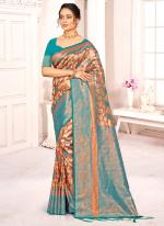 Kanjivaram Silk Blue Festival Wear Weaving Saree